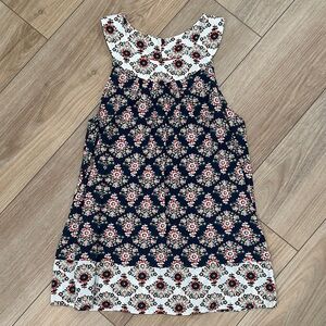 Boden navy & white floral print tank top - like new